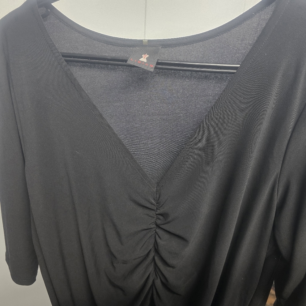 LIBIAN - Plus Size Ruched Slit Maxi Dress - Picture 2 of 5